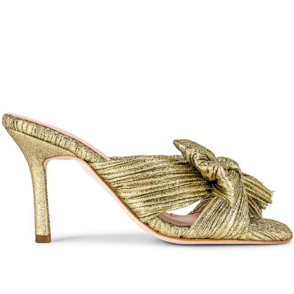 Loeffler Randall Claudia Pleated Bow Platform Sandal in Oro